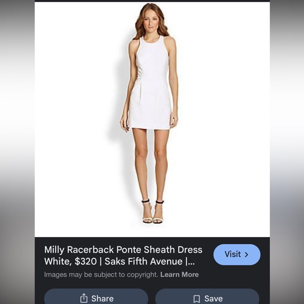 MILLY White Racerback Ponte Sheath Dress